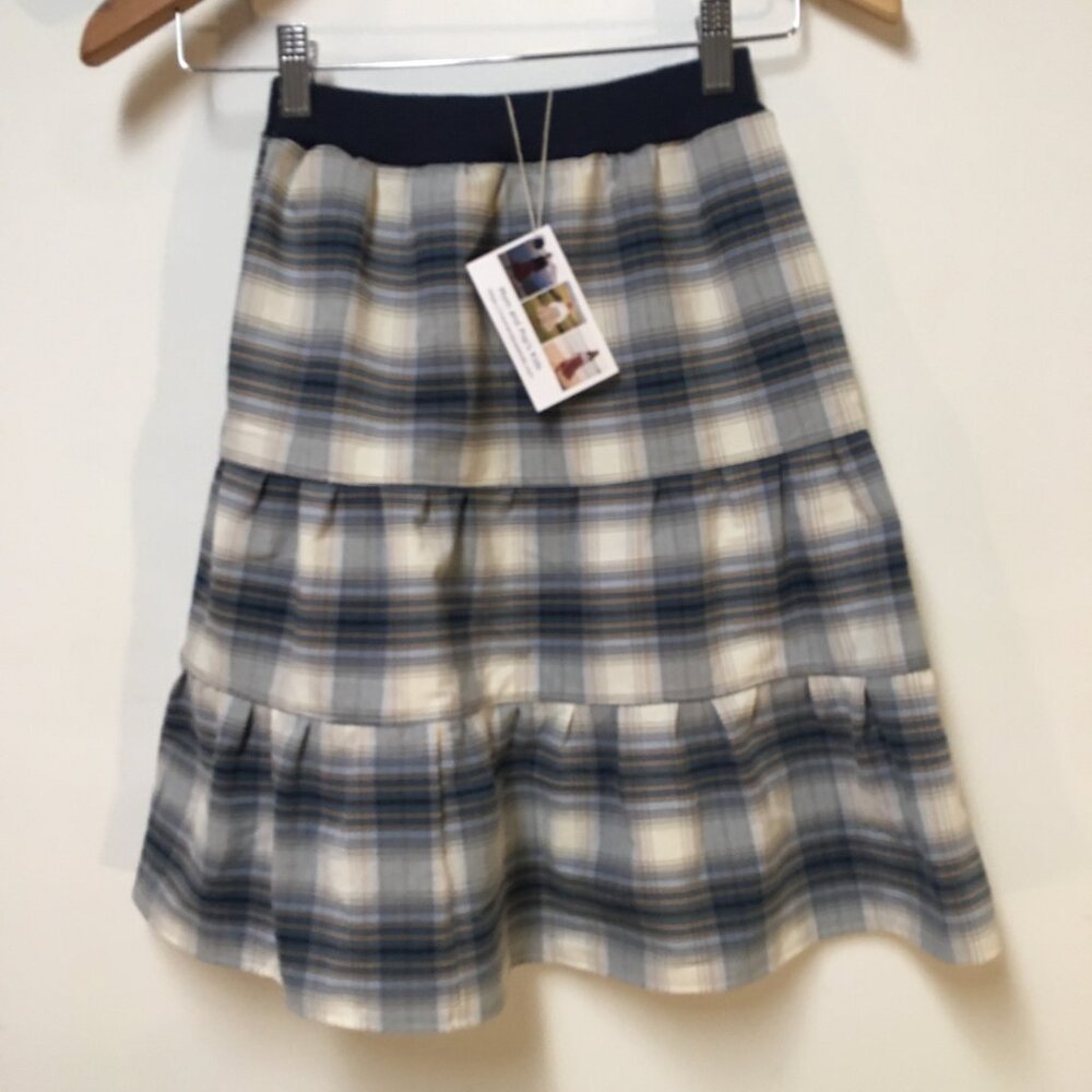 Skirt Girls 5 Midi‎ Blue Plaid Ruffle Tiered Cotton Preppy Mom and Pop's Kids